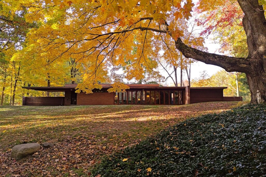 exterior of the Goetsch-Winckler house in the fall